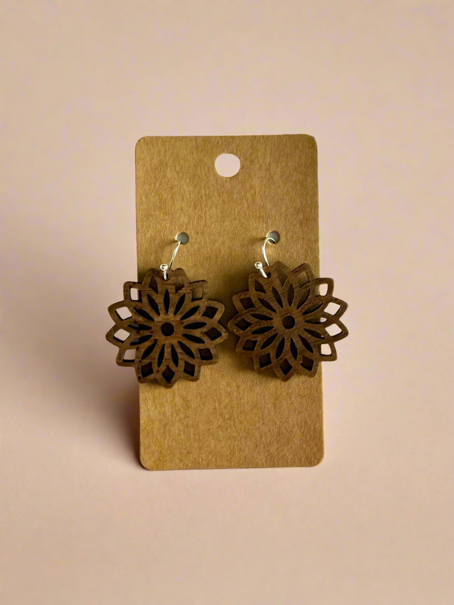 Mandala Wood Earrings