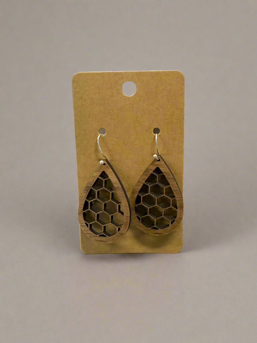 Honeycomb Wood Earrings